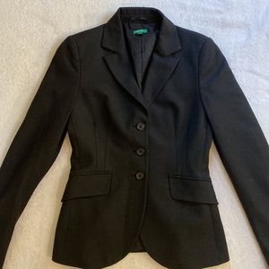 Benetton dark gray/black tailored wool blend blazer Sz 38 EUC